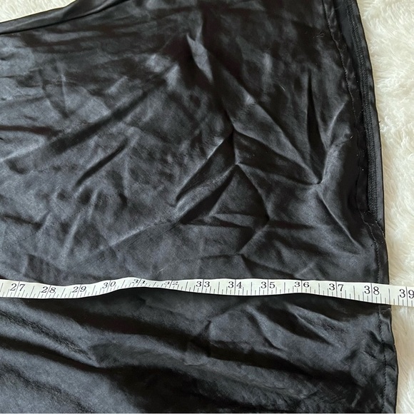 Motel Black Cowl Neck Satin Slip Mini Dress with Tie Back - Picture 12 of 12